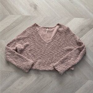 Free People Pink V-Neck Sweater